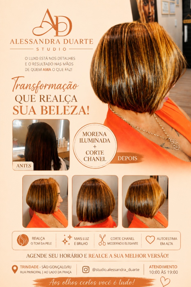 Morena iluminada + corte chanel