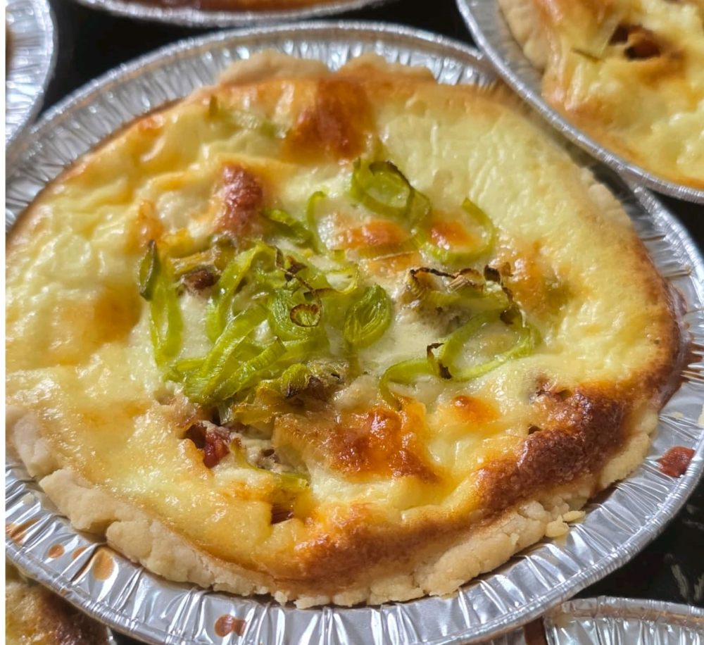 Quiche de alho poró com bacon