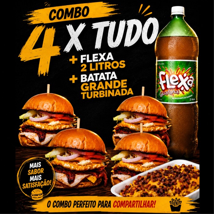 Combo Família 4 X-Tudo + Batata + Refri 2L