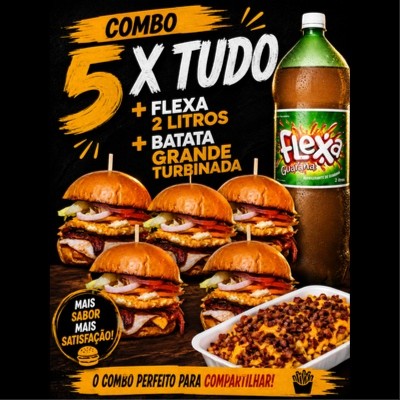 Combo Família 5 X-Tudo + Batata + Refri 2L