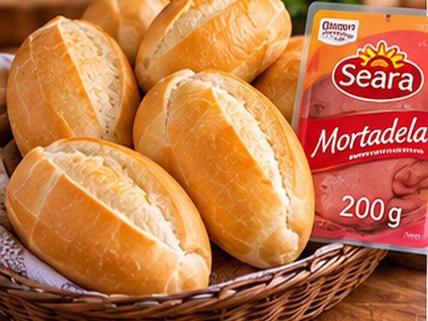 Combo 6 pães franceses + mortadela 200 g
